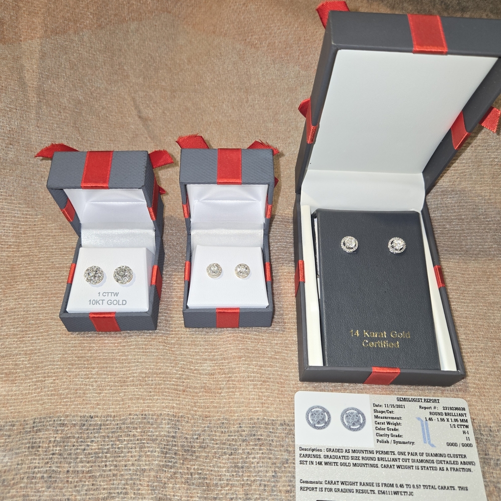 JCPenney Gold and Silver Diamond Earrings Set
